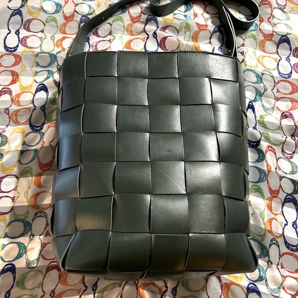 VIOLA CASTELLANI ITALIAN LEATHER SHOULDER/CROSSBODY BAG FOREST GREEN